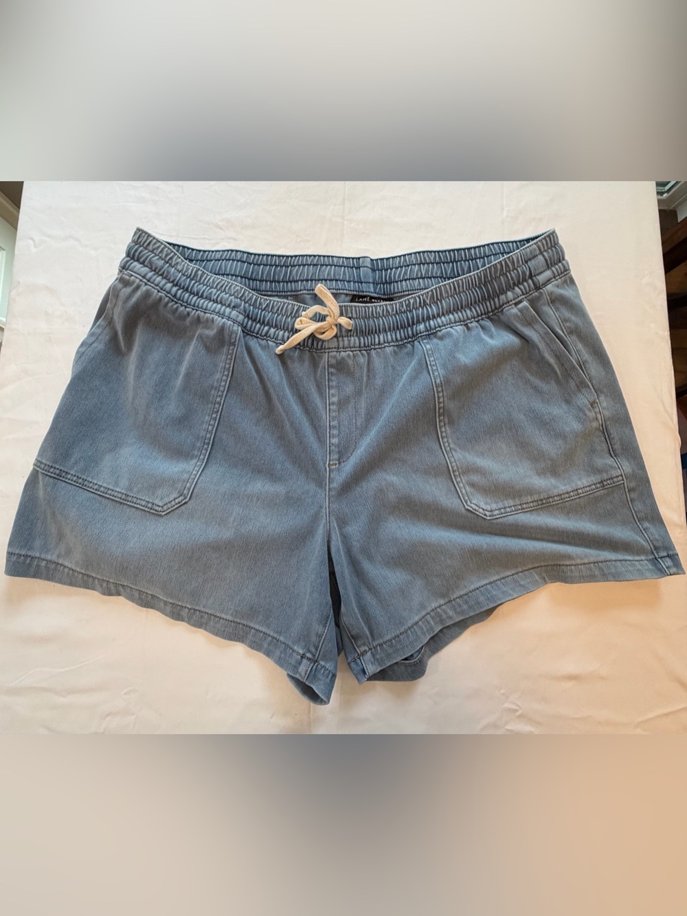 Lane Bryant Women’s Plus Size 22 Chambray Pull-On Shorts Blue Elastic Waist Pkts
